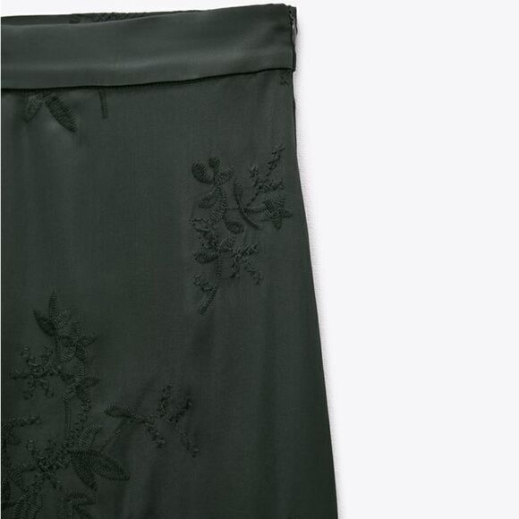 Zara Satin Wide Embroidered Pants New - Picture 3 of 9